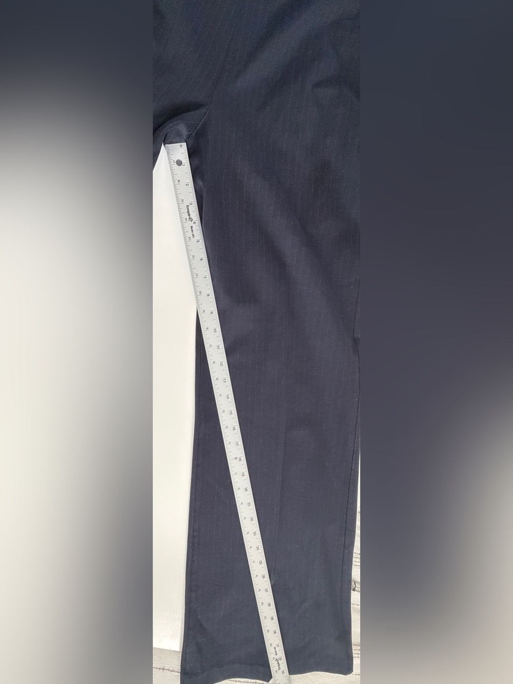 Spanx Perfect Pant Wide Leg Pull On Black Pinstripe Shaping Career Pants L - Picture 10 of 11